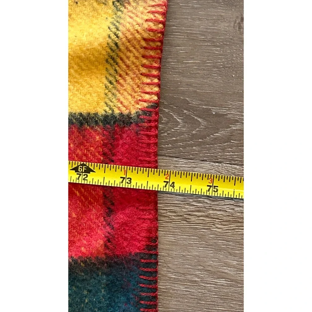Vintage Chatham Wool Blanket Plaid‎ Throw Camp Cabin Stitch 74x51 Lodge Stadium